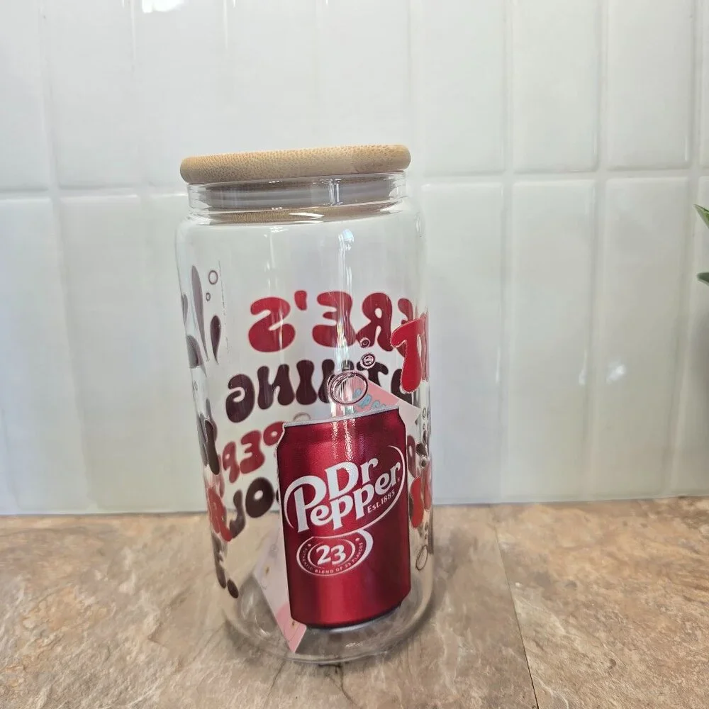 Dr Pepper Tumbler Glass Cup 16oz